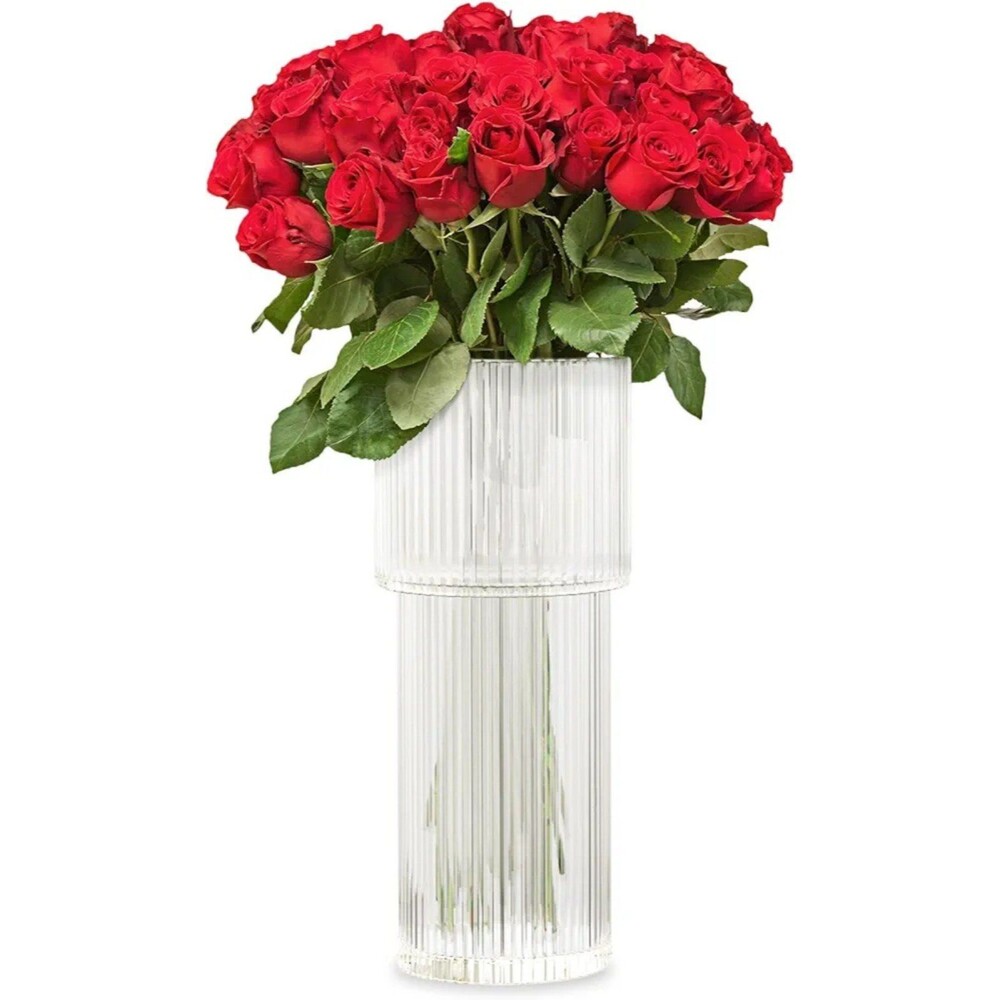 Ribbed Glass Vase NEW